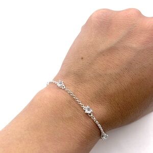 Natural Aquamarine Heart Shape 925 Sterling Silver Dainty Bracelet